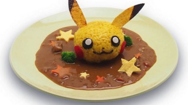 Beef curry with carrot-tumeric rice Pikachu