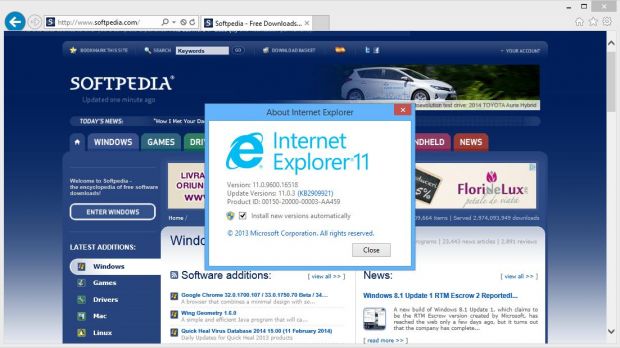 The new version of IE is now being delivered to Windows 8.1 and Windows 7 users