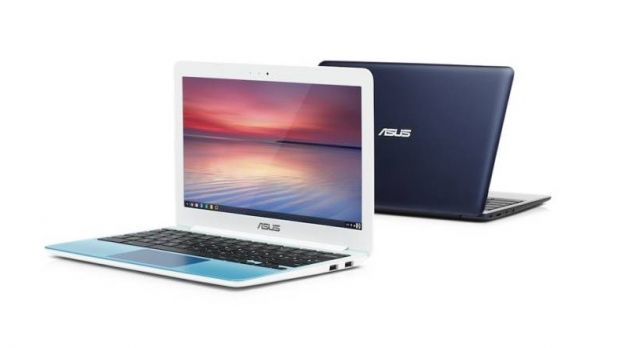 ASUS C201 Chromebook in black and white