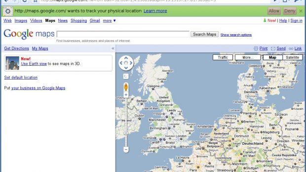The geolocation feature in Google Chrome