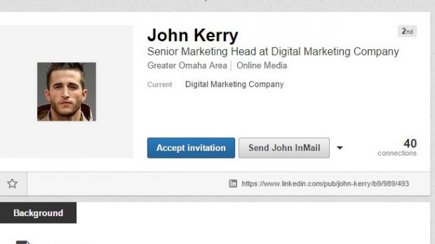 LinkedIn profile with fake photo of the user