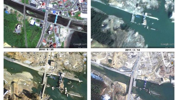 Google Maps updated satellite imagery for the areas affected by the tsunami