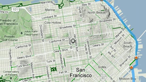 Biking directions in Google Maps for BlackBerry 4.2