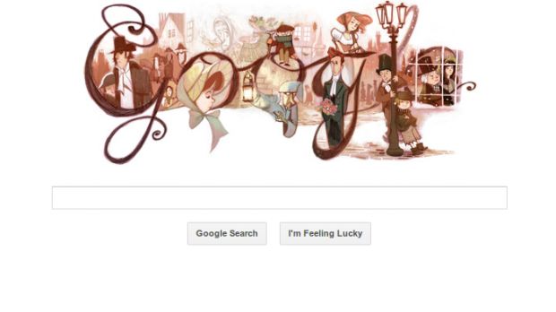 The Charles Dickens doodle on the Google homepage