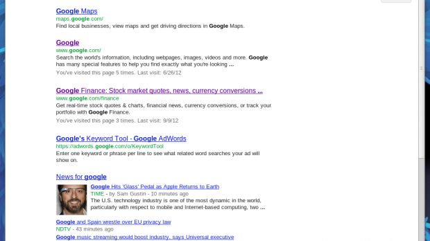 The Google search box integrated into the Omnibox