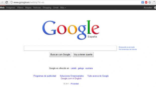 The Google homepage with the black top bar
