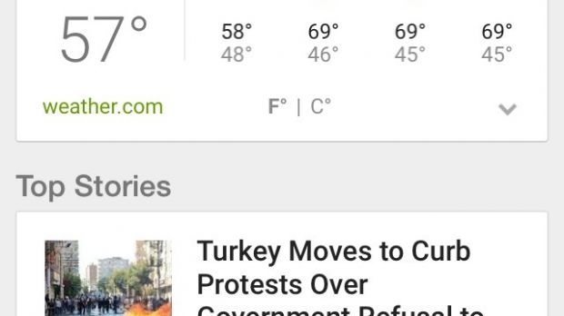 Google News & Weather interface