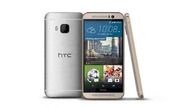 HTC One M9 in silver with gold accents