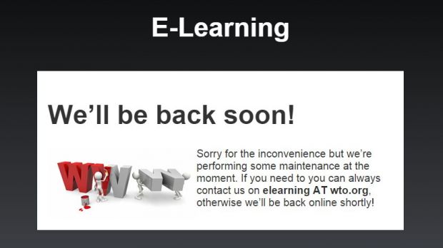 WTO e-learning website is under maintenance