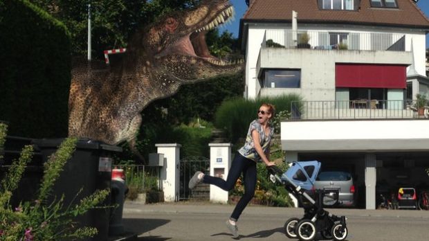 Dinosaur attacks 6-month-old baby and his sitter