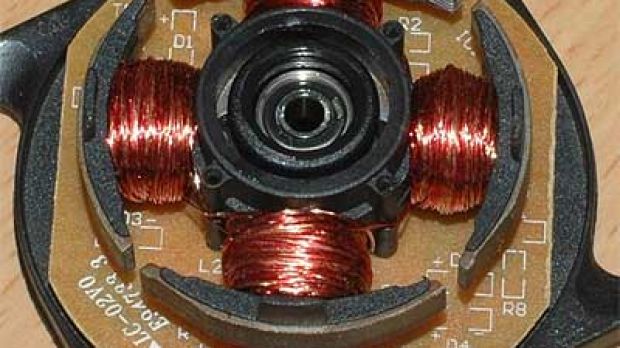 Image of a typical stator of a brushless motor used to power a computer fan