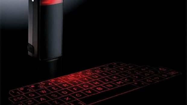 Image of a virtual laser keyboard using the QWERTY standard