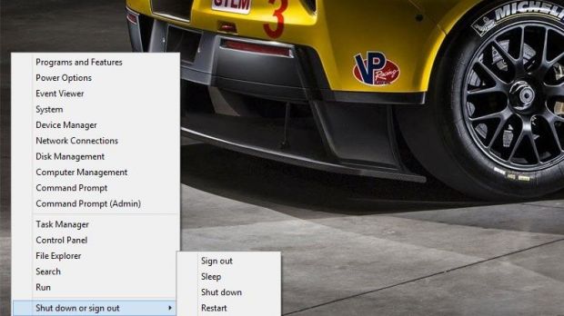 The Win+X Start Menu available in Windows 8.1