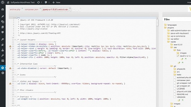 WPide creates a special section in the admin panel where developers can edit code