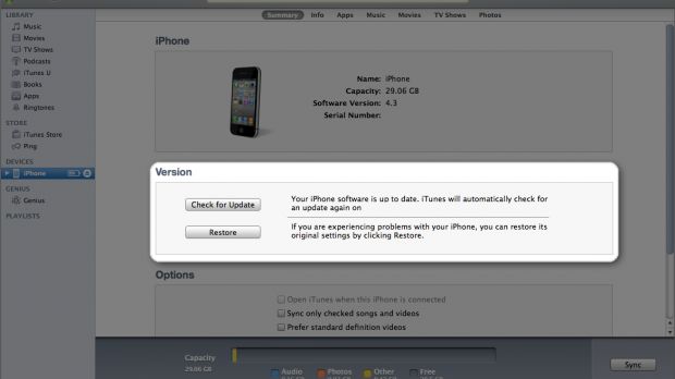 Installing iOS software updates through iTunes