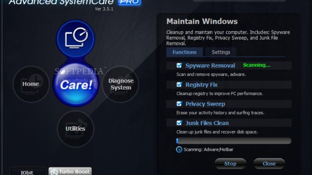 Advanced SystemCare scanning for adware and spyware