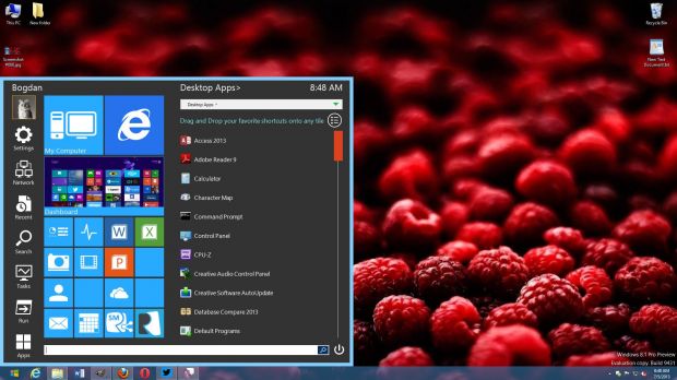 Start Menu Reviver running on Windows 8.1