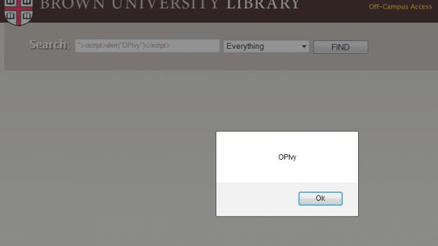 XSS vulnerability on Brown University's site