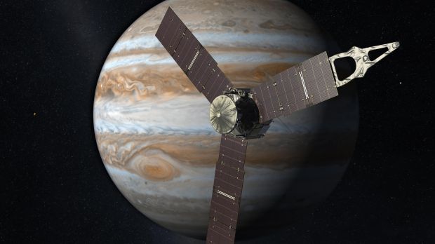 Artist's rendition of Juno in orbit around Jupiter