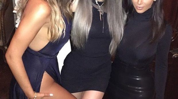 Khloe and Kim Kardashian, with Kylie Jenner at French Montana’s 30th birthday party in LA