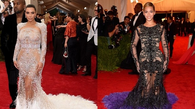 Kim Kardashian in Roberto Cavalli, Beyonce in Givenchy
