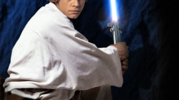 Luke Skywalker and his famous Laser sword, from the Star Wars series