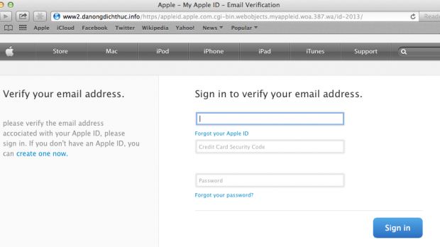 Apple phishing site