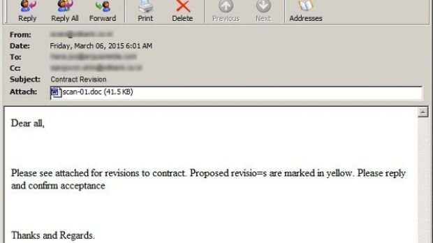 Fraudulent email sent to victims