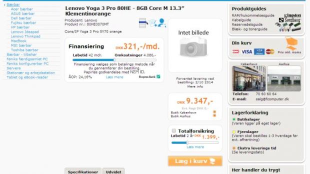 Retail listing showing the Lenovo Yoga 3 Pro