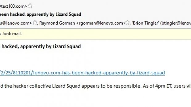 Email to Lenovo employees has been intercepted