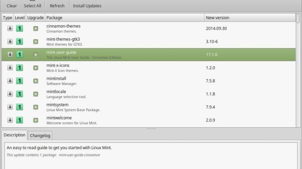 New update manager in Linux Mint