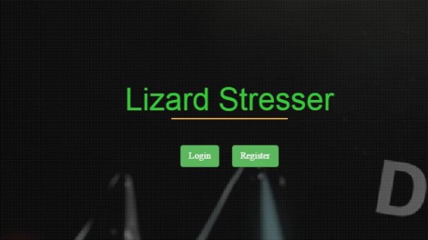 Lizard Stresser control panel has a log-in gate
