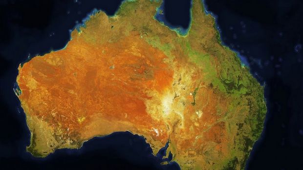 A satellite view of Australia as computed by MapBox