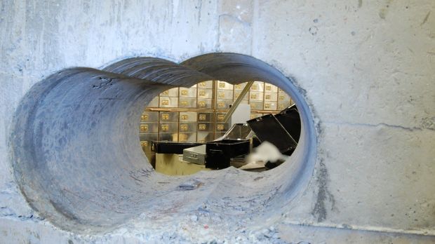 Hole drilled into the vault wall was 50cm (20in) deep, 25cm (10in) high, 45cm (18in) wide