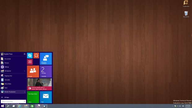 Windows 10 build 9888 Start menu