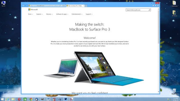 The website promotes the Surface Pro 3
