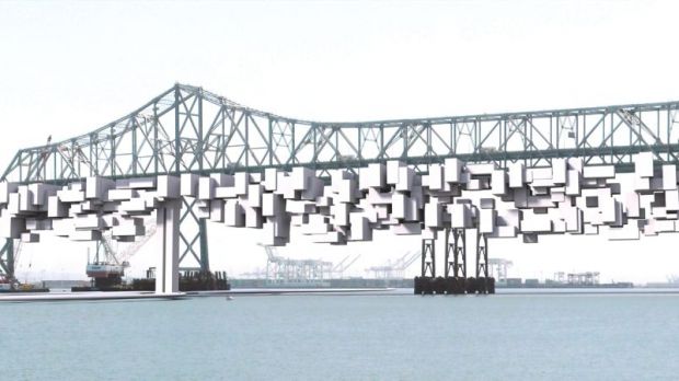 An overview of the proposed structures, to be built on the old San Francisco Bay Bridge