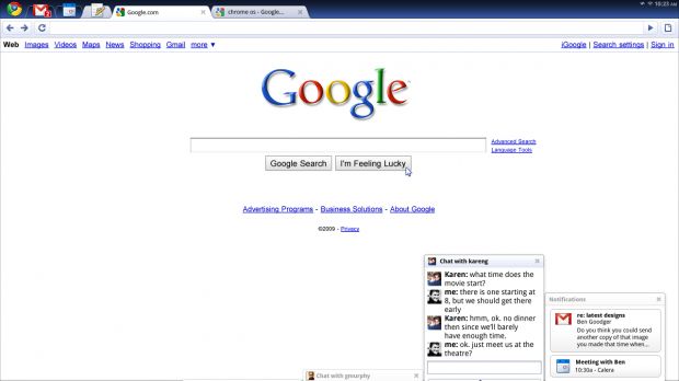 Google Chrome OS panels