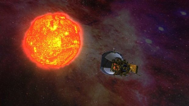 Artist's rendering of Solar Probe Plus spacecraft moving towards the Sun