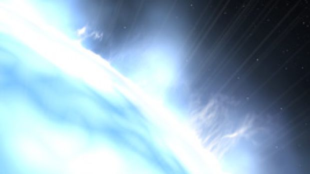 Artistic impression of the surface of a carbon-rich white dwarf star