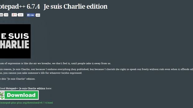 Je suis Charlie edition of Notepad++ continues to be available