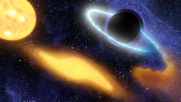 Black hole accreting matter from a stellar companion