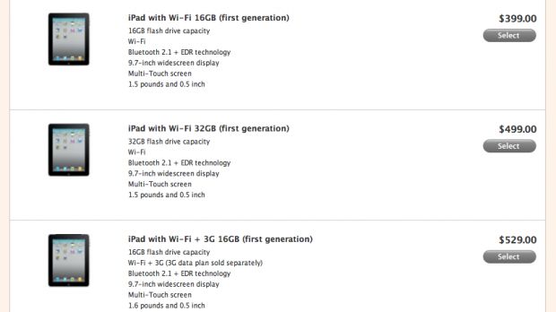iPad 'Clearance' listings