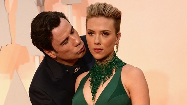 The original: John Travolta ambushes Scarlett Johansson on the Oscars 2015 red carpet