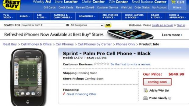 $849.99 for the Palm Pre on Best Buy