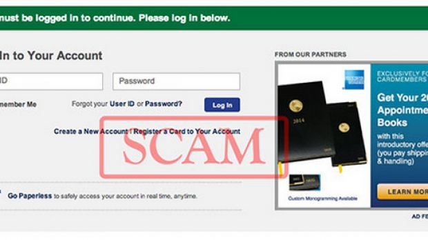 American Express phishing website