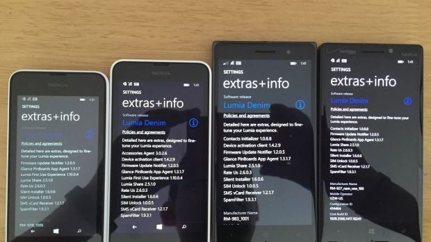 Lumia Denim running on several Nokia models