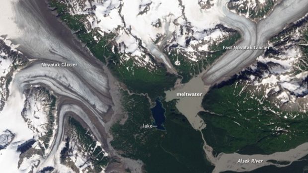2013 satellite photo of glacies in Alaska