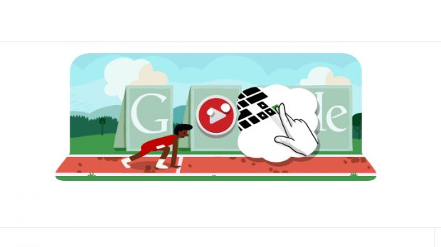 The 100m hurdles Google doodle