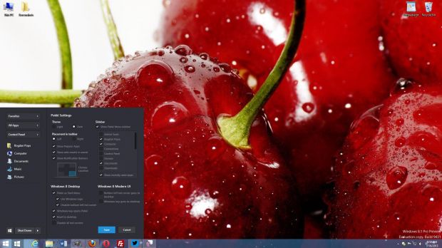 Pokki Start Button running on Windows 8.1 Preview
